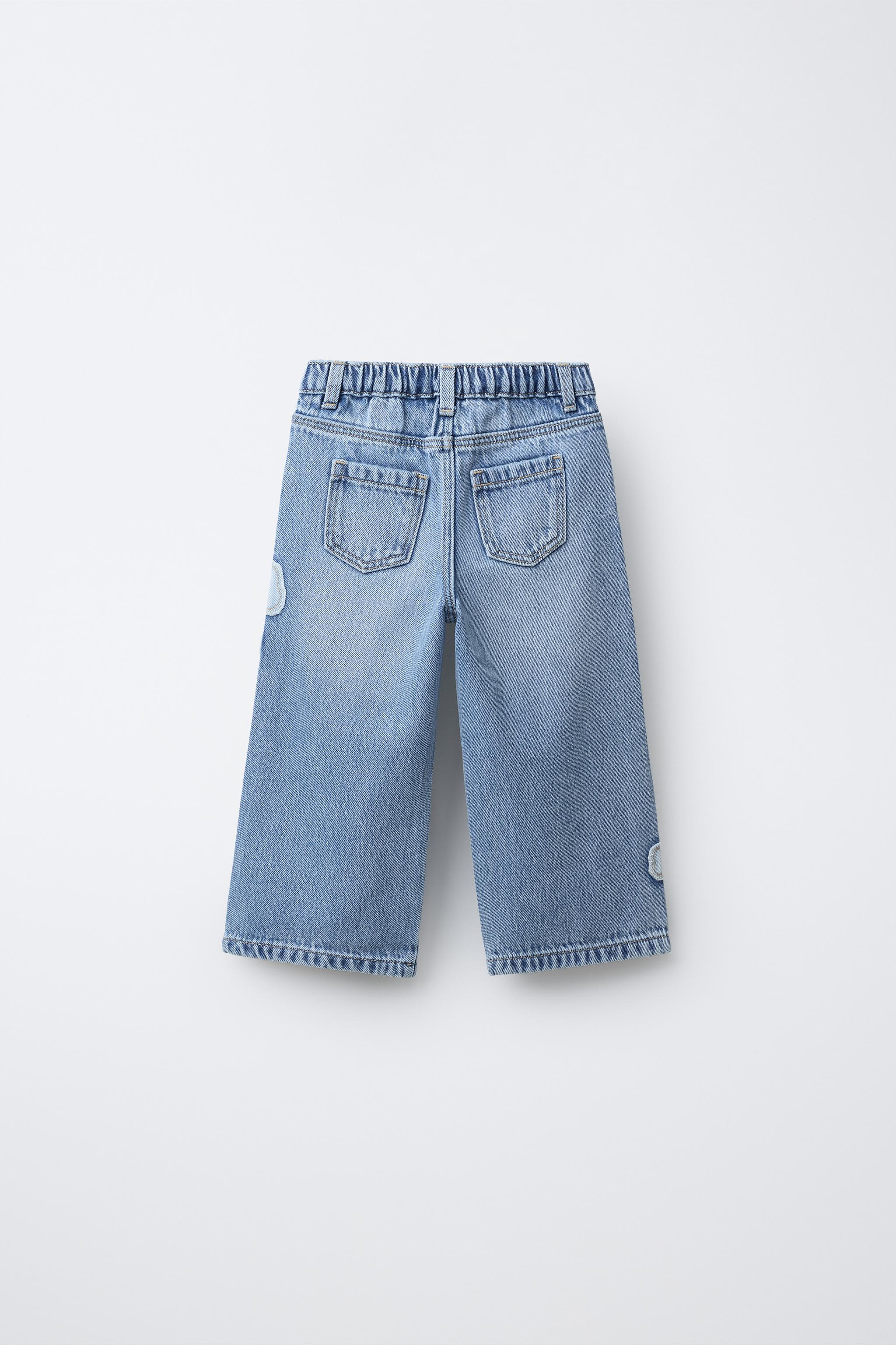 JEANS WIDE LEG FLEURS